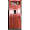 Modern Transom Design Safety Main Steel Door with Hinges